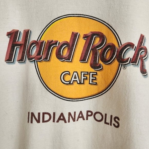 Vintage Hard Rock Cafe Indianapolis White Cotton Tee Shirt Size L - Picture 2 of 14